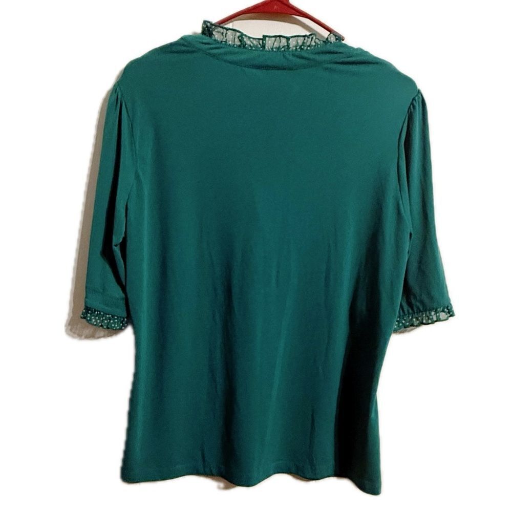 George Simonton Green Flutter‎ Sleeve Ruffled Blouse - Picture 3 of 6